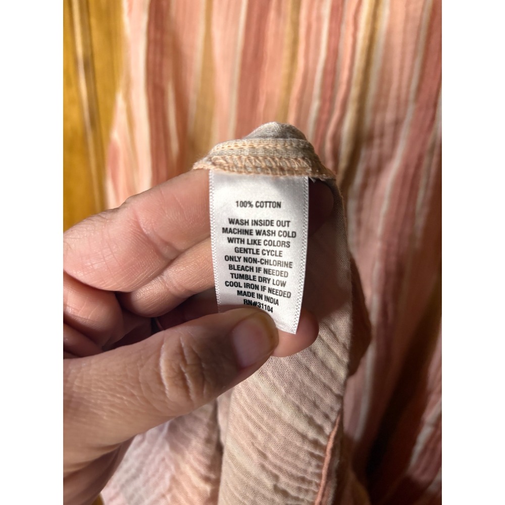 Wonderly Pink Striped 100% Cotton Gauze Sleeveless Henley Shift Dress XXL Womens - Picture 6 of 6